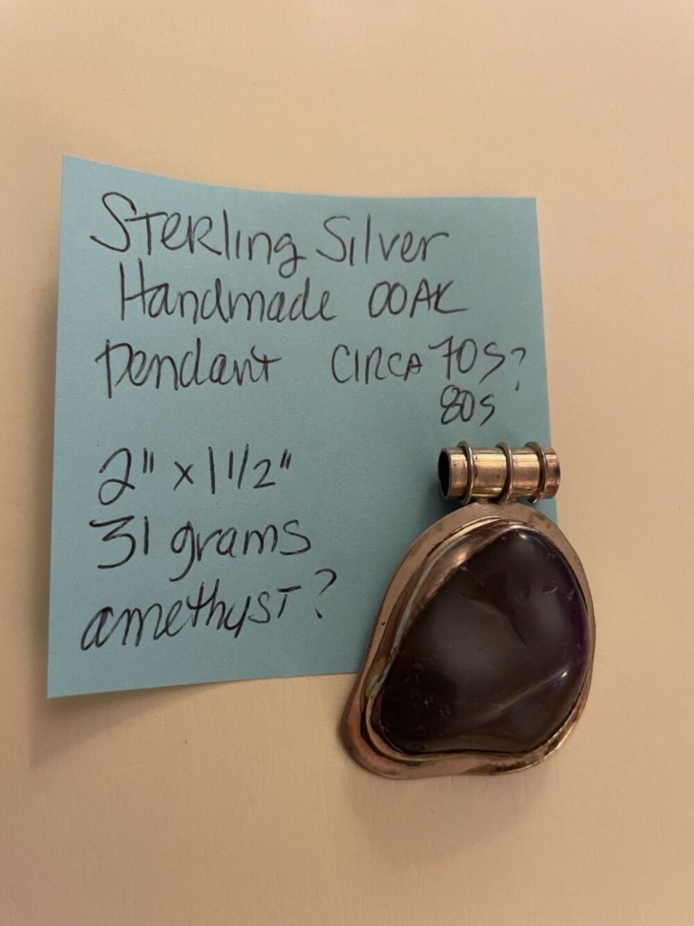 LAST Vintage Sterling Silver Pendant Amethyst Cluster OOAK Handmade 31 grs - Picture 10 of 10